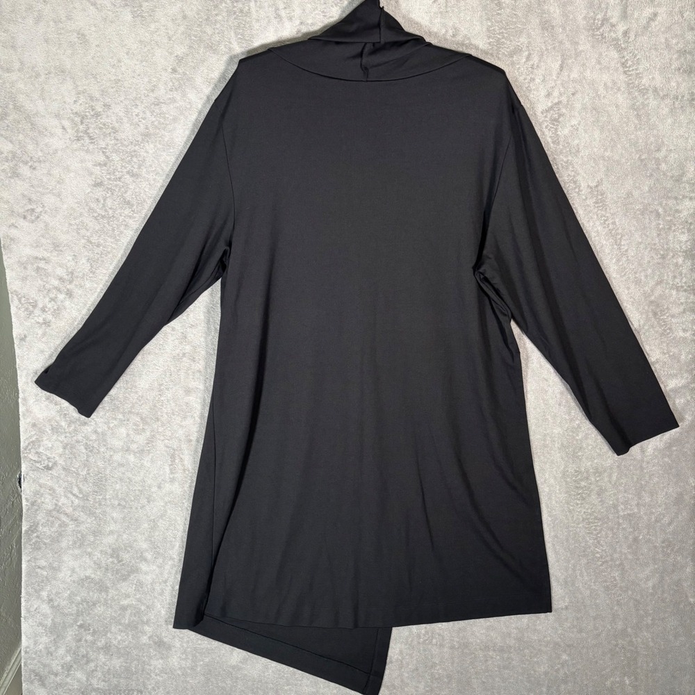 Bryn Walker Black Modal Blend Asymmetrical Cowl Neck Tunic Dress Women Large USA - Picture 2 of 13